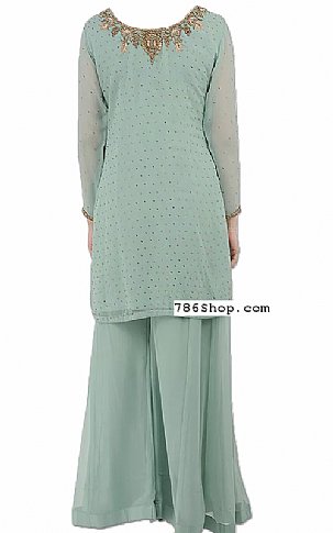  Light Grey Chiffon Suit | Pakistani Wedding Dresses USA- Image 2