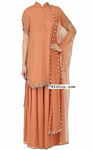  Brown Chiffon Suit | Pakistani Wedding Dresses- Image 1