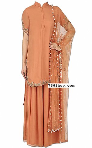  Brown Chiffon Suit | Pakistani Wedding Dresses USA- Image 1