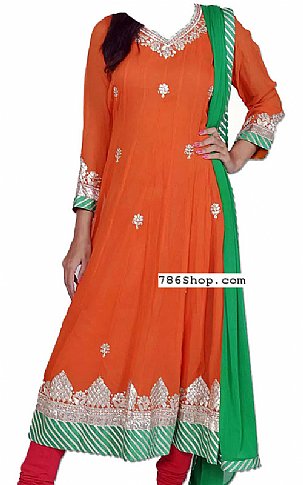  Orange Chiffon Suit | Pakistani Dresses in USA- Image 1