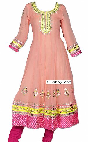  Pink Chiffon Suit | Pakistani Dresses in USA- Image 1