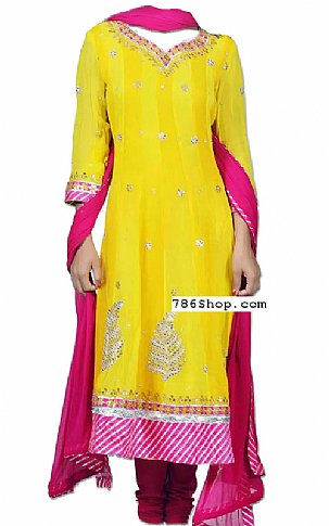  Yellow Chiffon Suit | Pakistani Dresses in USA- Image 1