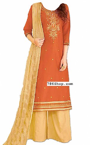  Rust Georgette Suit | Pakistani Dresses in USA- Image 1