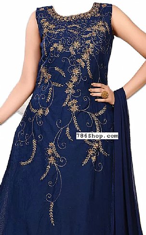  Blue Chiffon Suit | Pakistani Wedding Dresses- Image 2