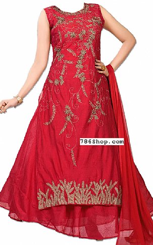  Red Silk Suit | Pakistani Wedding Dresses USA- Image 1