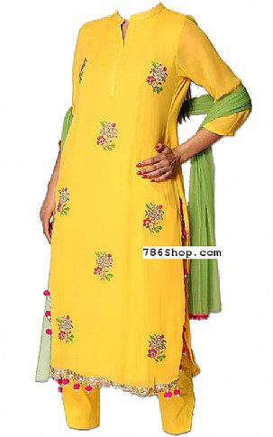  Yellow Georgette Suit | Pakistani Dresses in USA- Image 1