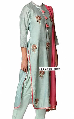  Light Grey Silk Suit | Pakistani Dresses in USA- Image 1