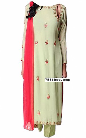  Light Green Georgette Suit | Pakistani Dresses in USA- Image 1