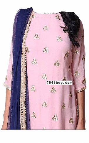  Pink/Blue Chiffon Suit | Pakistani Dresses in USA- Image 2