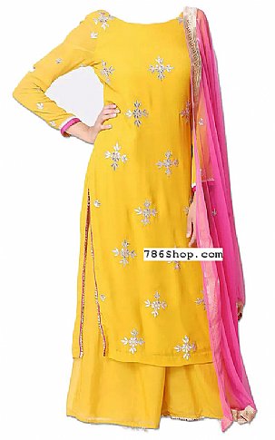  Yellow Chiffon Suit | Pakistani Dresses in USA- Image 1