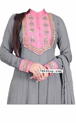  Grey Chiffon Suit | Pakistani Dresses in USA- Image 2