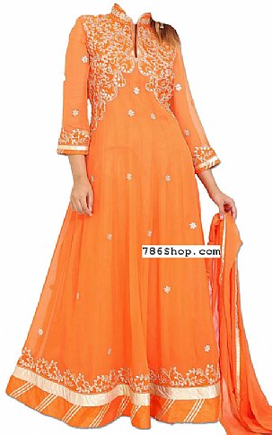  Orange Chiffon Suit | Pakistani Dresses in USA- Image 1