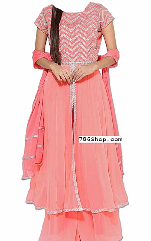  Pink Chiffon Suit | Pakistani Dresses in USA- Image 1