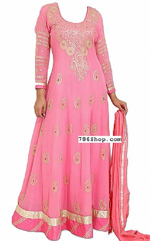  Pink Chiffon Suit | Pakistani Dresses in USA- Image 1