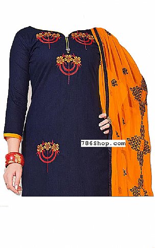  Navy/Mustard Georgette Suit | Pakistani Dresses in USA- Image 2