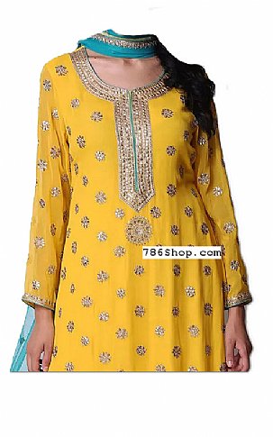  Yellow Chiffon Suit | Pakistani Wedding Dresses- Image 2