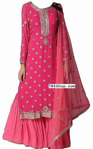  Pink Chiffon Suit | Pakistani Wedding Dresses- Image 1