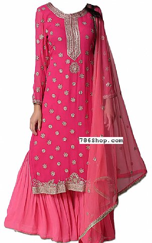  Pink Chiffon Suit | Pakistani Wedding Dresses USA- Image 1