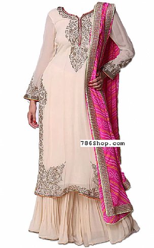  Off-white Georgette Suit | Pakistani Wedding Dresses USA- Image 1