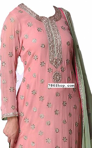  Baby Pink Georgette Suit | Pakistani Wedding Dresses- Image 2