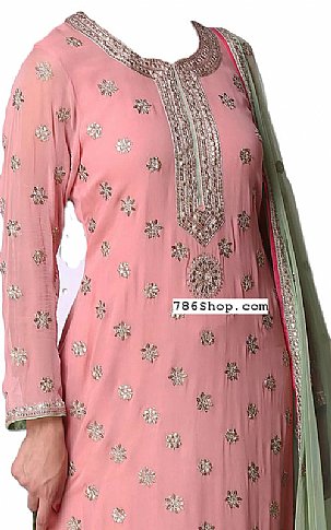  Baby Pink Georgette Suit | Pakistani Wedding Dresses USA- Image 2