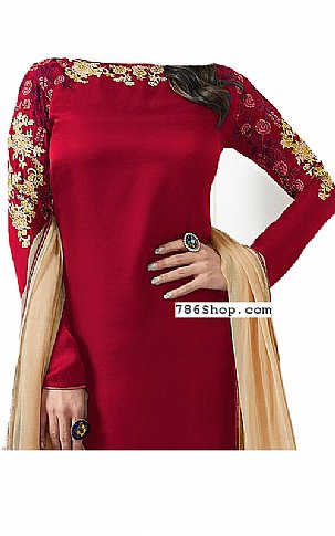  Maroon Silk Suit | Pakistani Dresses in USA- Image 2