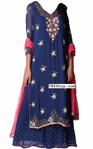  Blue Chiffon Suit | Pakistani Dresses in USA- Image 1