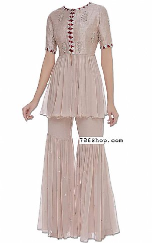  Light Golden Chiffon Suit | Pakistani Wedding Dresses USA- Image 1