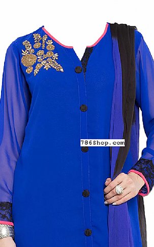  Royal Blue Chiffon Suit | Pakistani Dresses in USA- Image 2