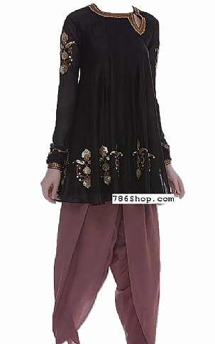  Black/Mauve Chiffon Suit | Pakistani Dresses in USA- Image 1