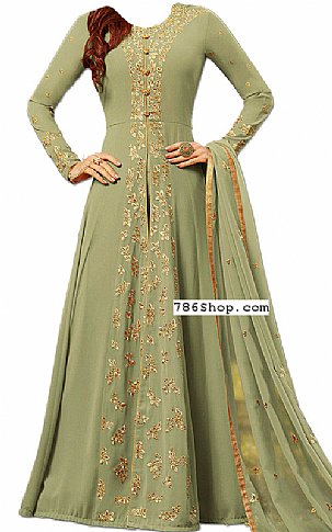  Light Green Chiffon Suit | Pakistani Dresses in USA- Image 1