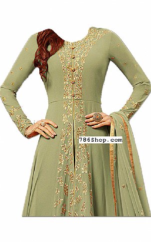  Light Green Chiffon Suit | Pakistani Dresses in USA- Image 2