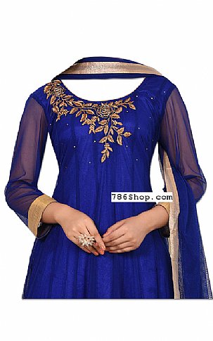  Royal Blue Chiffon Suit | Pakistani Dresses in USA- Image 2