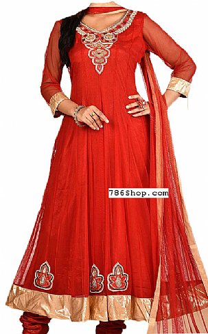  Orange Chiffon Suit | Pakistani Dresses in USA- Image 1