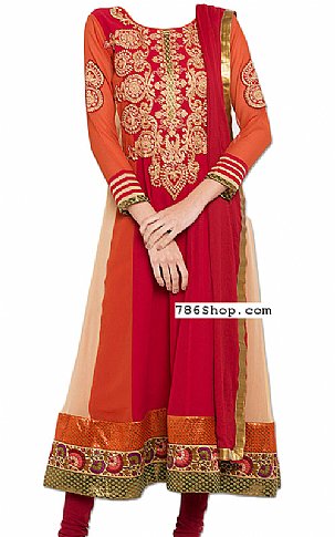  Magenta/Rust Chiffon Suit | Pakistani Dresses in USA- Image 1