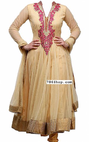  Cream Net Suit | Pakistani Dresses in USA- Image 1