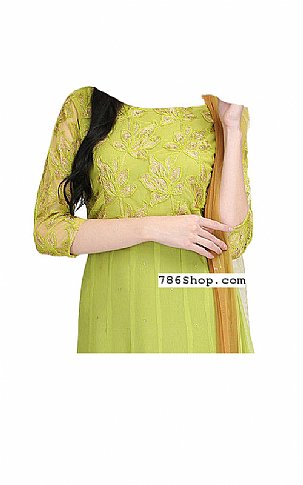  Apple Green Chiffon Suit | Pakistani Dresses in USA- Image 2