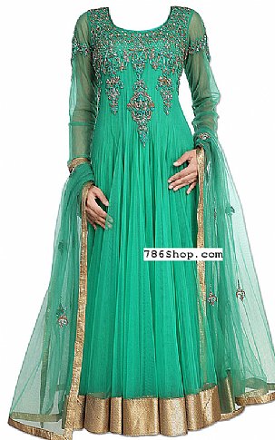  Sea Green Net Suit | Pakistani Dresses in USA- Image 1