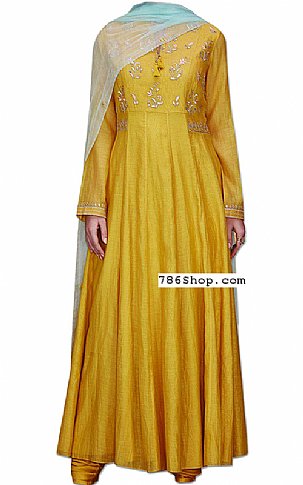  Mustard Silk Suit | Pakistani Dresses in USA- Image 1