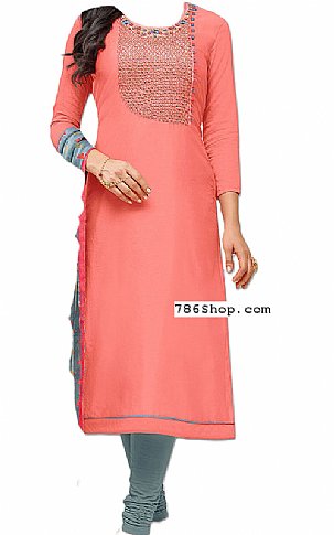  Peach Georgette Suit | Pakistani Dresses in USA- Image 1