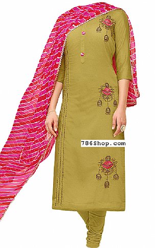  Olive Georgette Suit | Pakistani Dresses in USA- Image 1