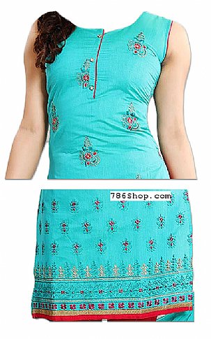  Turquoise/Red Georgette Suit | Pakistani Dresses in USA- Image 2
