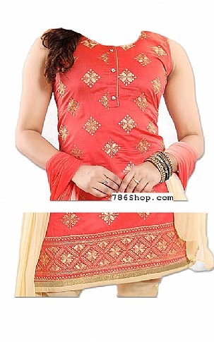  Coral/Cream Georgette Suit | Pakistani Dresses in USA- Image 2