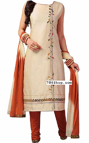  Ivory/Brown Georgette Suit | Pakistani Dresses in USA- Image 1