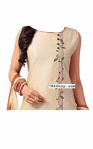 Ivory/Brown Georgette Suit | Pakistani Dresses in USA