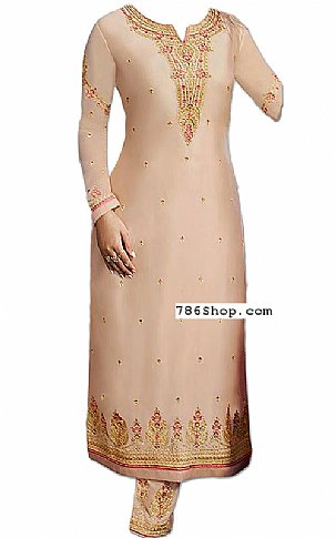  Beige Chiffon Suit | Pakistani Dresses in USA- Image 1