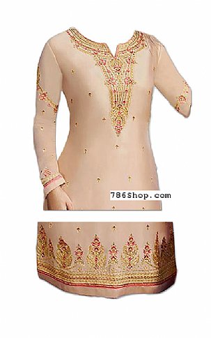  Beige Chiffon Suit | Pakistani Dresses in USA- Image 2