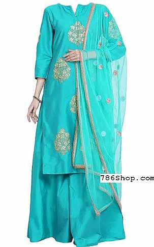  Turquoise Georgette Suit | Pakistani Dresses in USA- Image 1