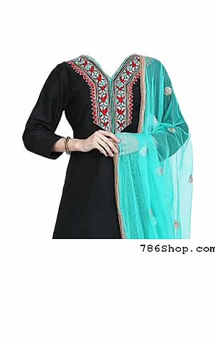  Black/Turquoise Georgette Suit | Pakistani Dresses in USA- Image 2