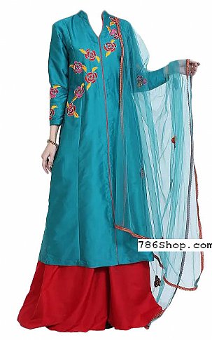 Blue/Red Georgette Suit | Pakistani Dresses in USA